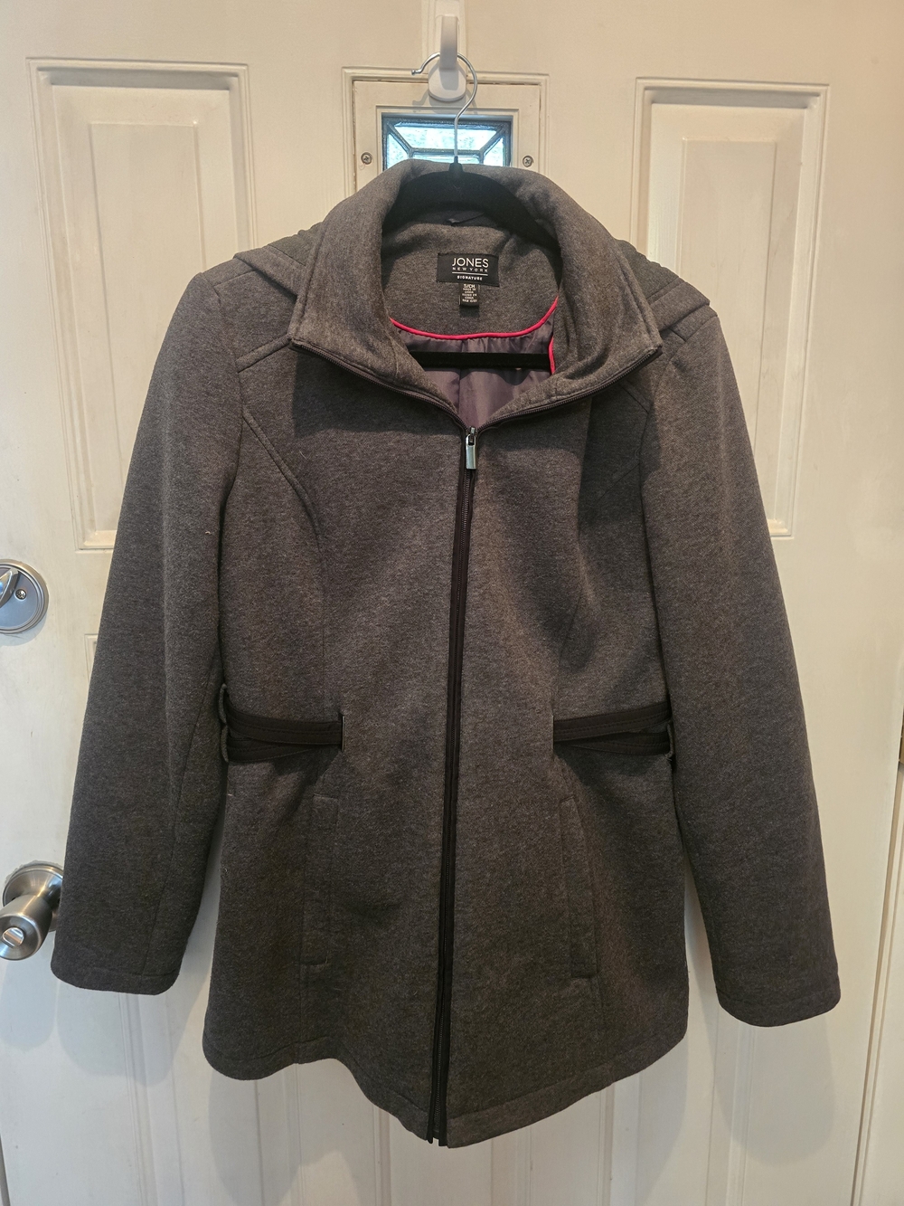 Jones New York Women's Hooded Coat Gray Medium